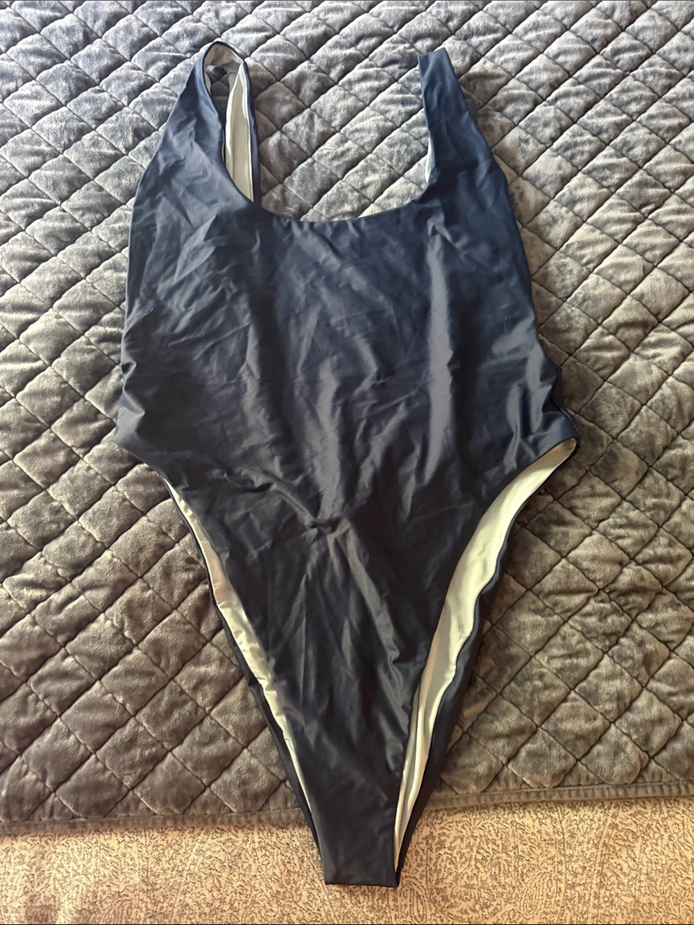 Aerie Blue One-Piece Women's Swimsuit - Classic Scoop Neck/ Low back